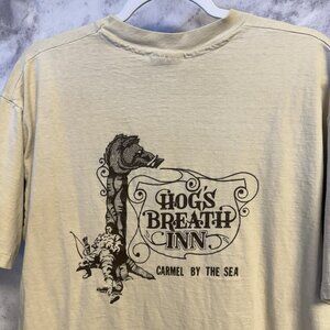 Vintage 90s Hogs Breath Inn T Shirt Mens XL 21.5x26.5 Tan Short Sleeve